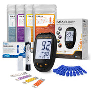 Products Deluxe bundle- FORA 6 Connect Multi-functional Monitoring System (mg/dL) with 6 parameter test strips.