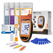 Deluxe bundle- FORA 6 Plus Multi-functional Monitoring System (mg/dL) with 6 parameter test strips.